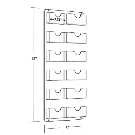 Azar Displays 12 Pocket Wall Mount Business/Gift Card Holder, PK2 252082